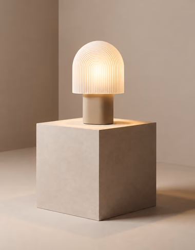 DOMEA table lamp on a concrete cube